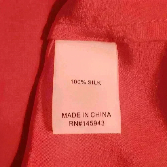 NWT Chelsea and Walker Slimane 100% Silk Ruffle Blouse Chinese Red Size 10 - Picture 12 of 14
